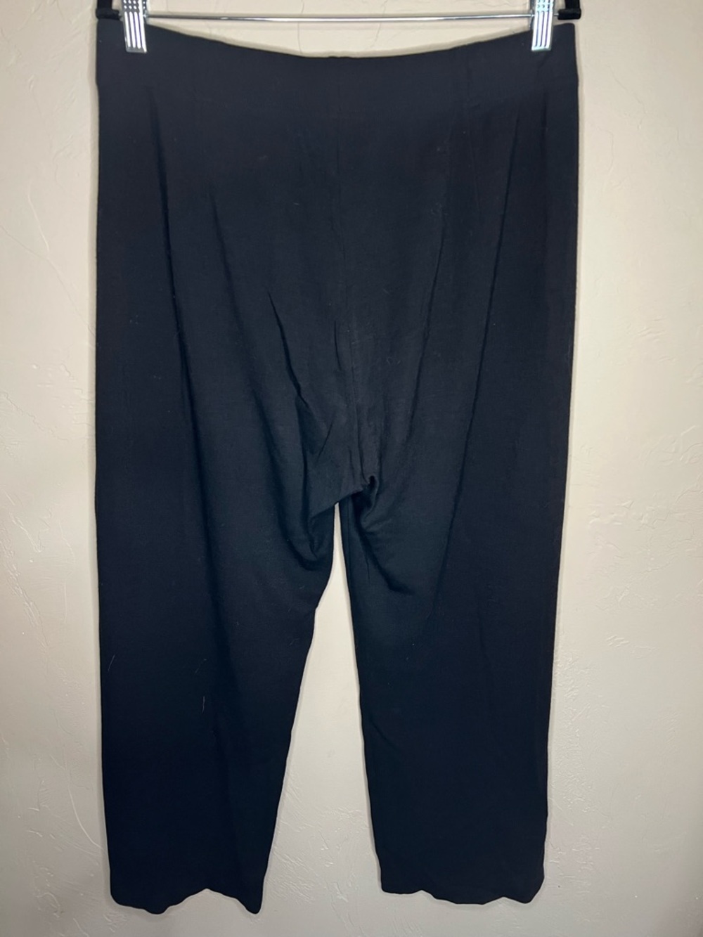 Eileen Fisher Lantern Viscose Wool Black Wide-Leg Pull-On Pants - Picture 9 of 9